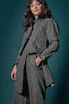 Denim Full Sleeve Seamed Top Womens Top Grey Denim C0