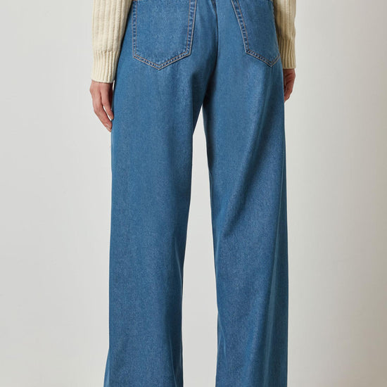 Denim Straight Leg Drawcord Pant in color Blue Denim Image A2