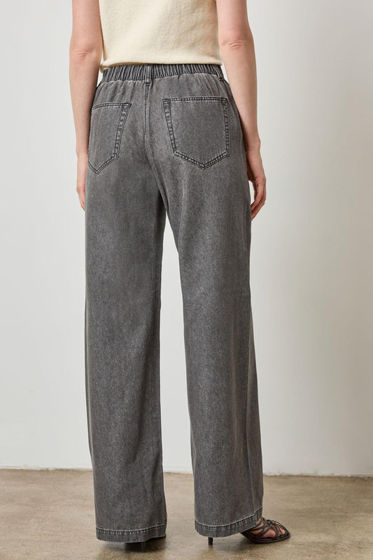 Denim Straight Leg Drawcord Pant in color Grey Denim Image A2