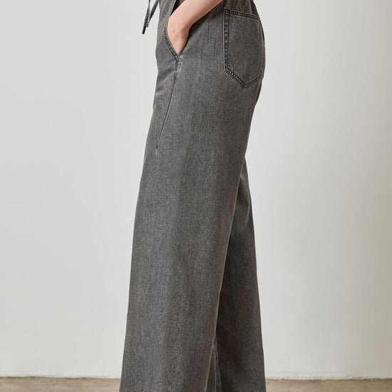 Denim Straight Leg Drawcord Pant in color Grey Denim Image A3
