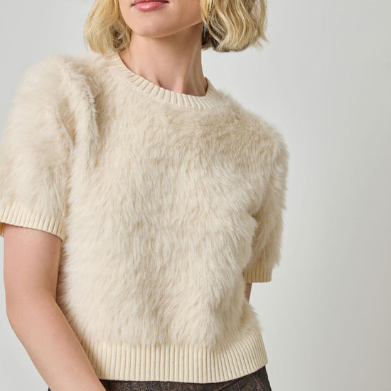 Short Sleeve Brushed Crewneck in color Ivory Image A1