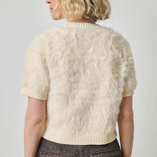 Short Sleeve Brushed Crewneck in color Ivory Image A2
