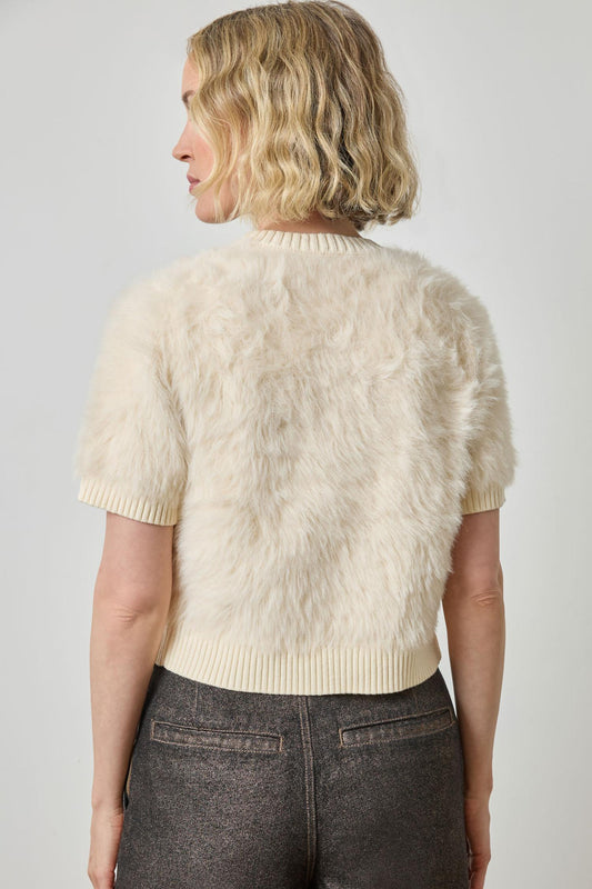Short Sleeve Brushed Crewneck in color Ivory Image A2