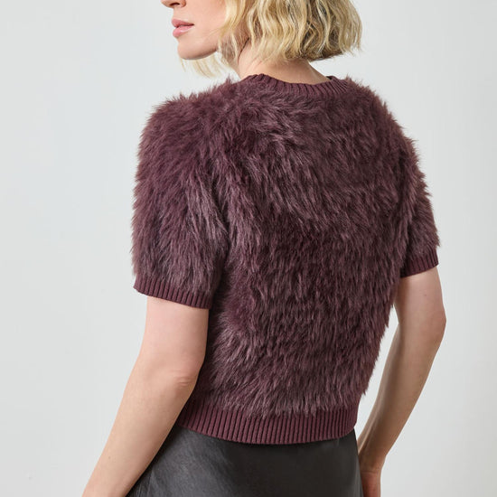 Short Sleeve Brushed Crewneck in color Raisin Image A2