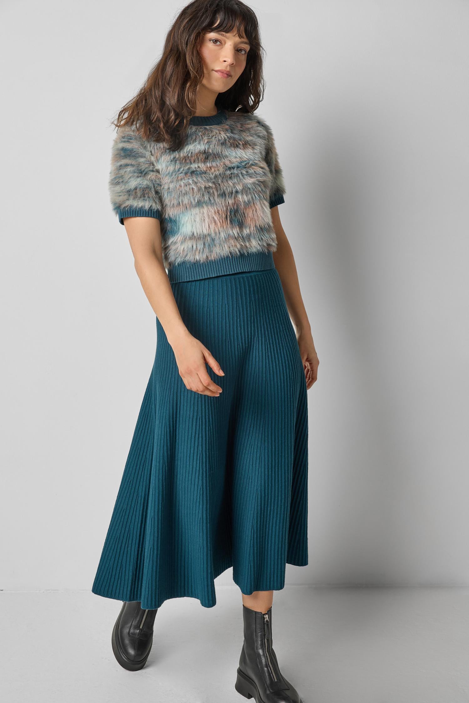 Short Sleeve Brushed Crewneck in color Teal Space Dye Image A0