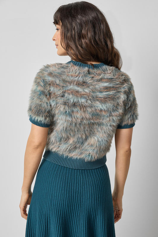 Short Sleeve Brushed Crewneck in color Teal Space Dye Image A2