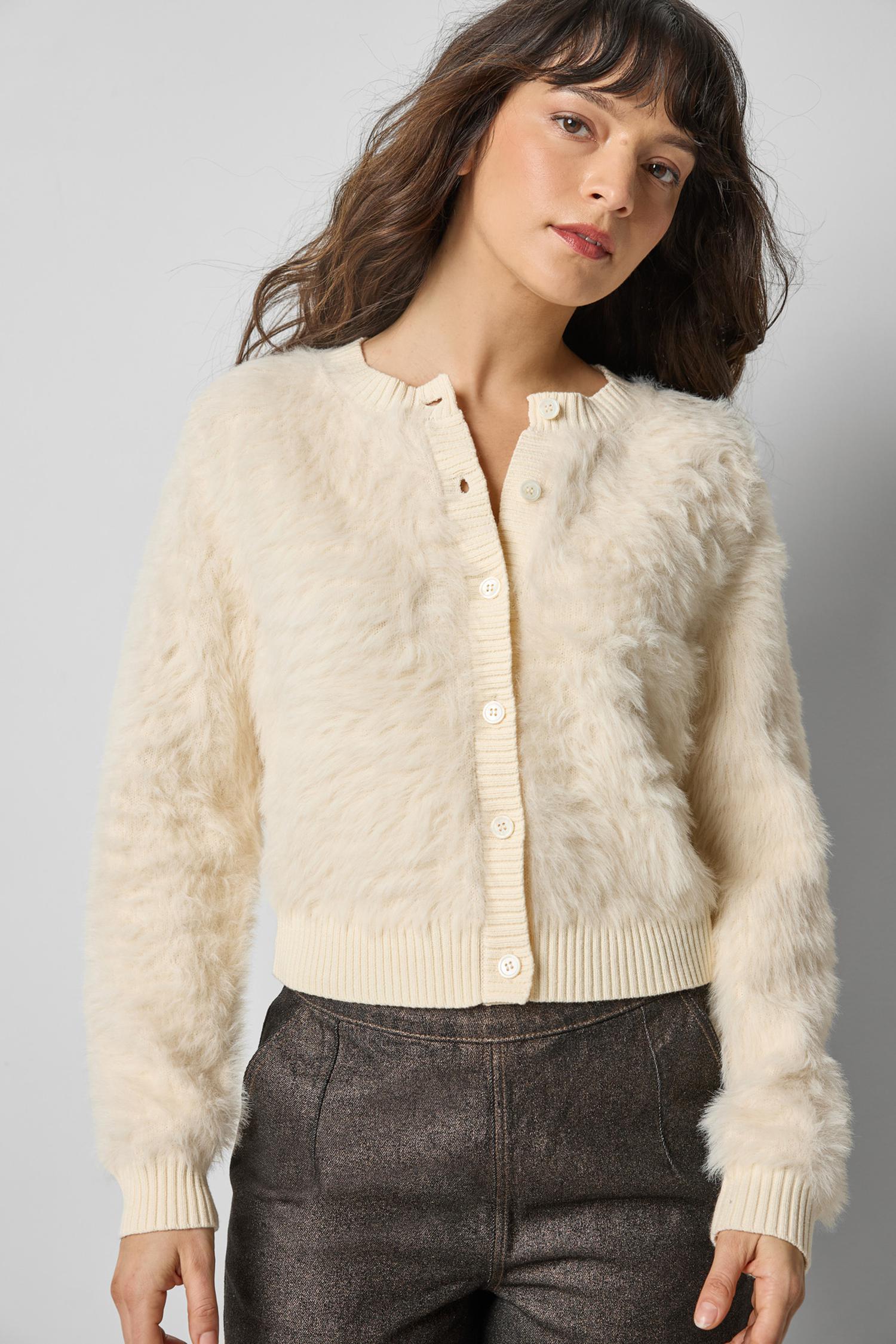 Brushed Crewneck Cardigan in color Ivory Image A1