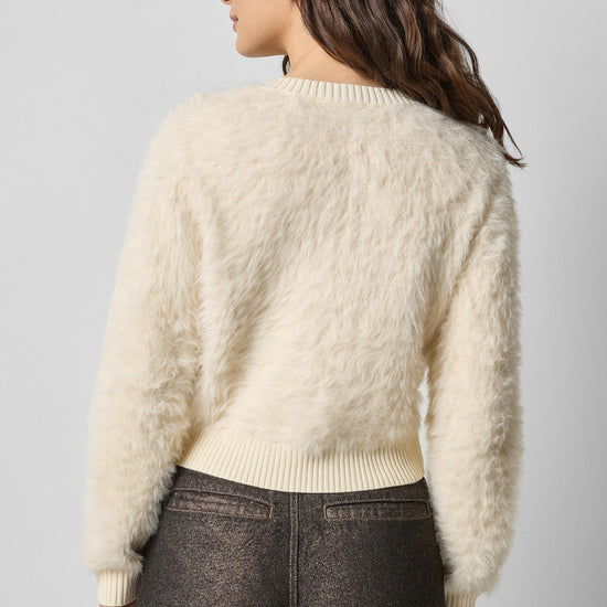 Brushed Crewneck Cardigan in color Ivory Image A2