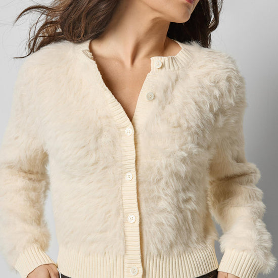 Brushed Crewneck Cardigan in color Ivory Image A3