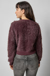 Brushed Crewneck Cardigan Womens Sweater Raisin A2