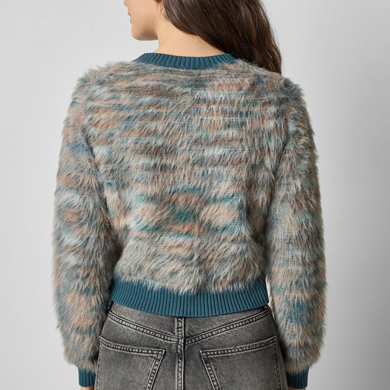 Brushed Crewneck Cardigan in color Teal Space Dye Image A2
