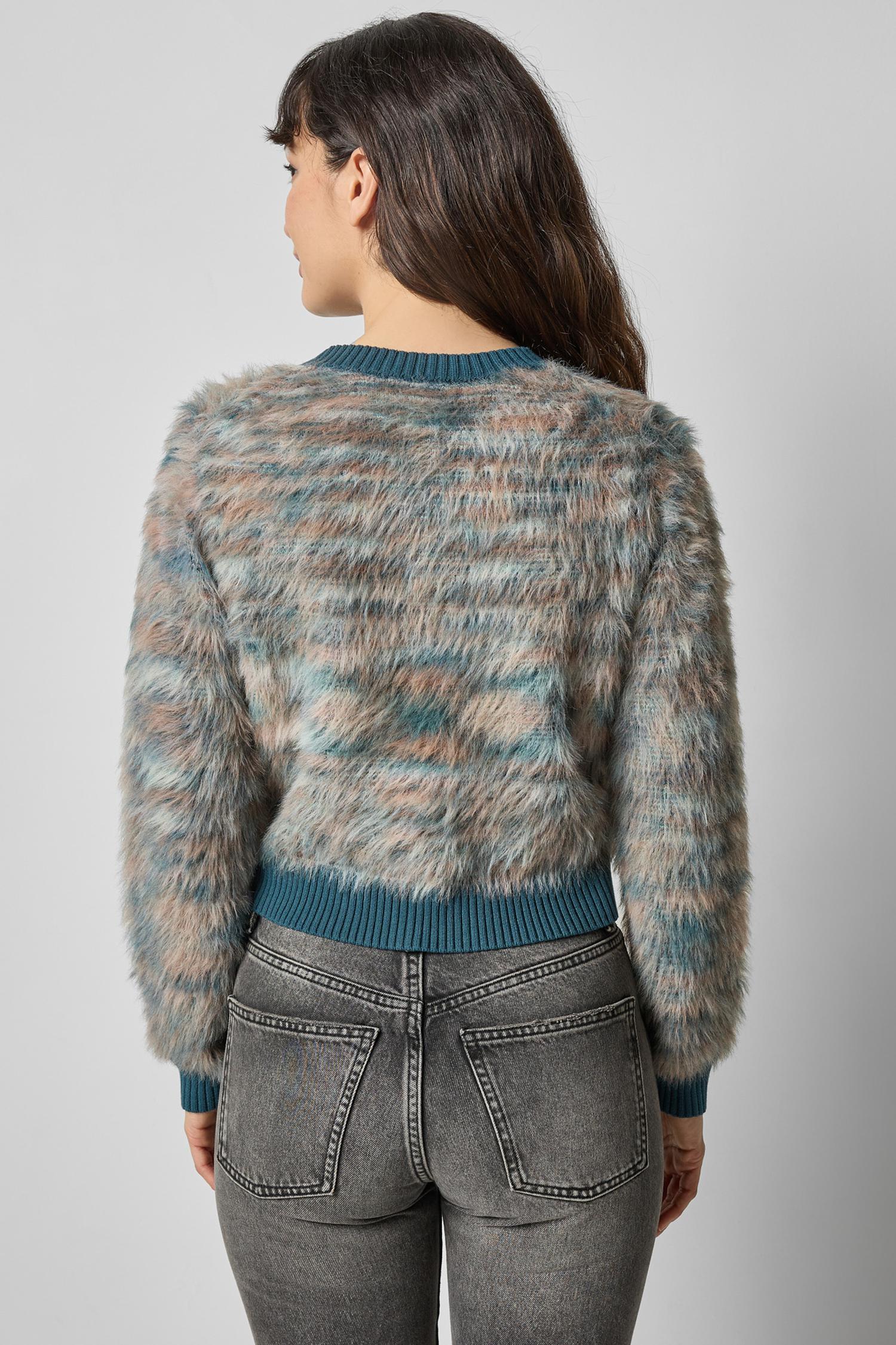 Brushed Crewneck Cardigan in color Teal Space Dye Image A2