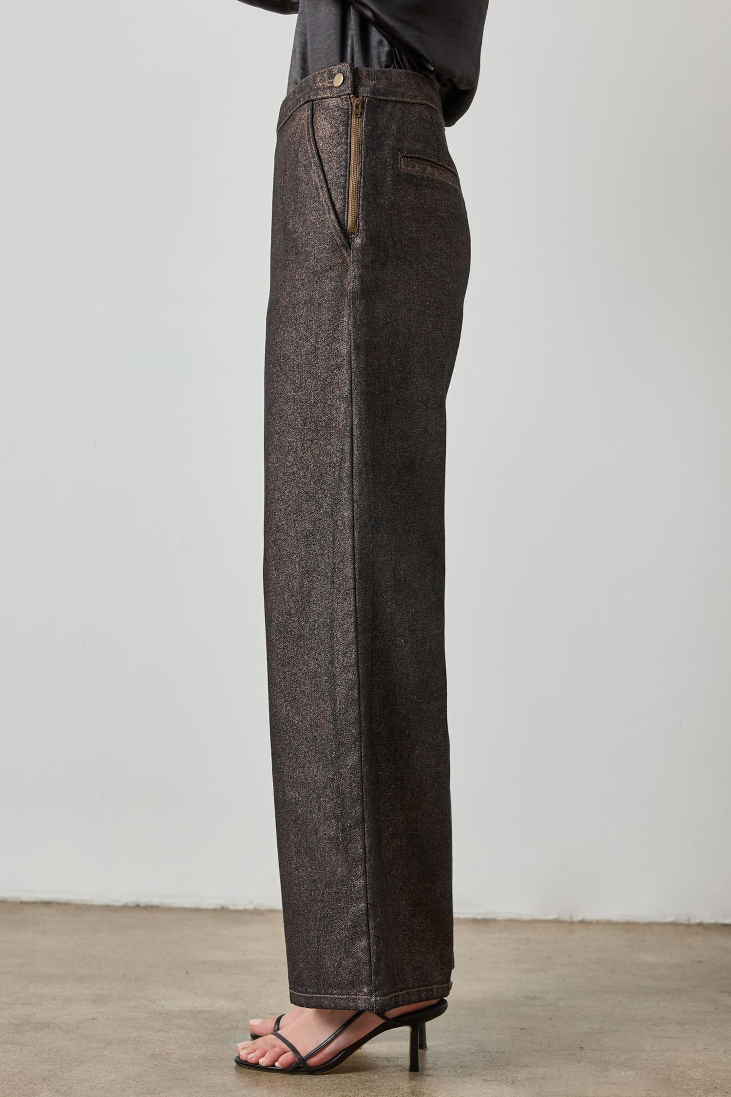Metallic Pant in color Copper Denim Image A3