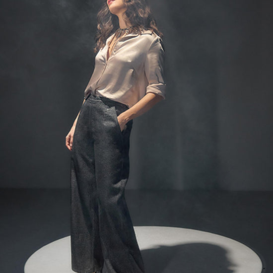 Metallic Pant in color Silver Denim Image C0