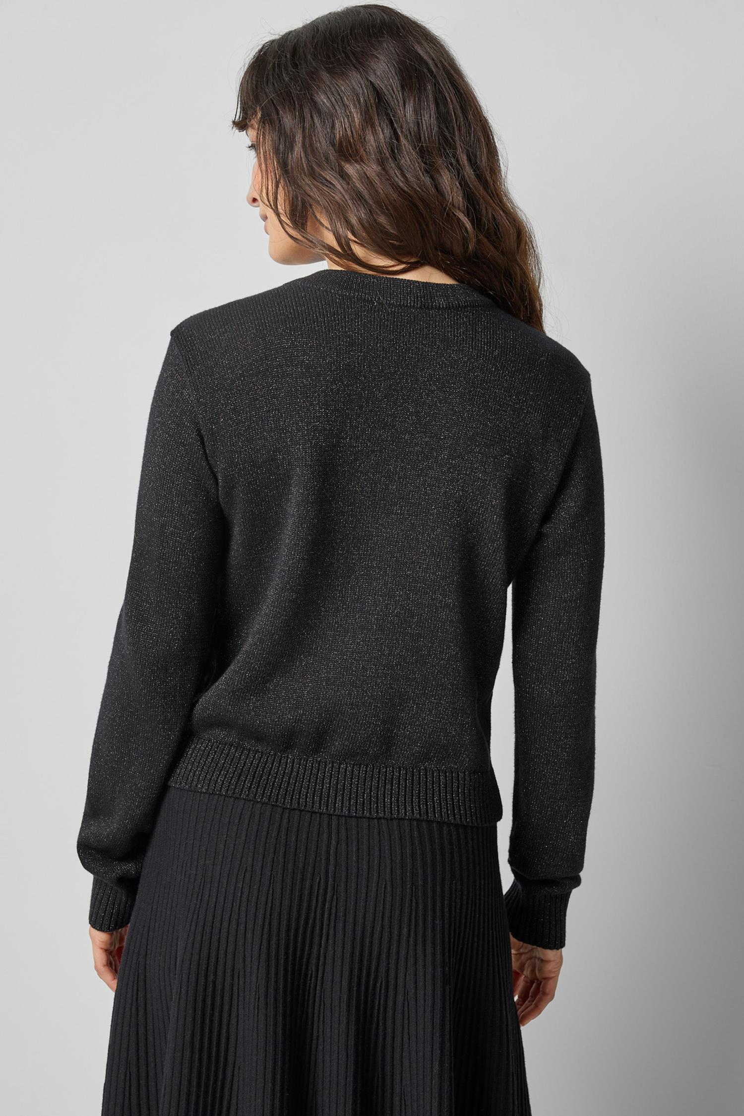 V-Neck Cardigan in color Black Sparkle Image A2