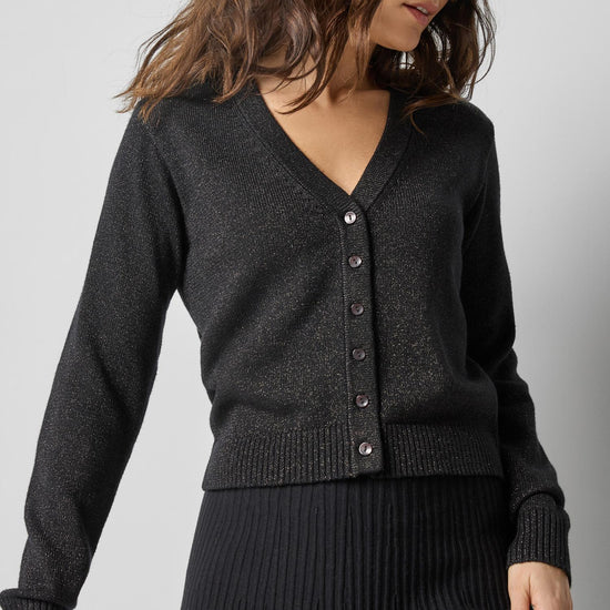 V-Neck Cardigan in color Black Sparkle Image A4