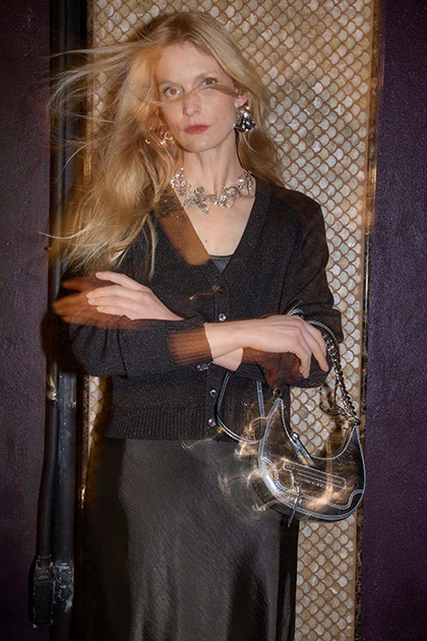 V-Neck Cardigan in color Black Sparkle Image C0