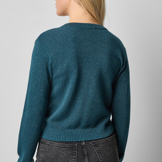 V-Neck Cardigan in color Deep Sea Sparkle Image A2