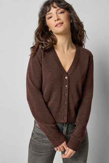 V-Neck Cardigan in color Java Sparkle Image A1