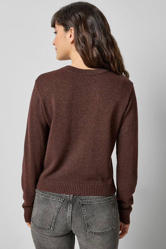 V-Neck Cardigan in color Java Sparkle Image A2