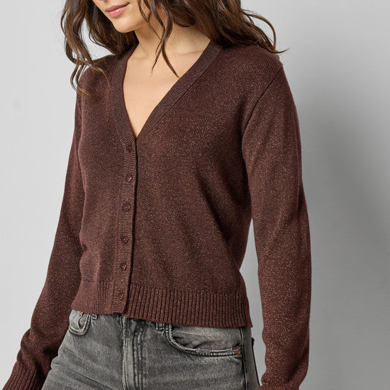 V-Neck Cardigan in color Java Sparkle Image A3