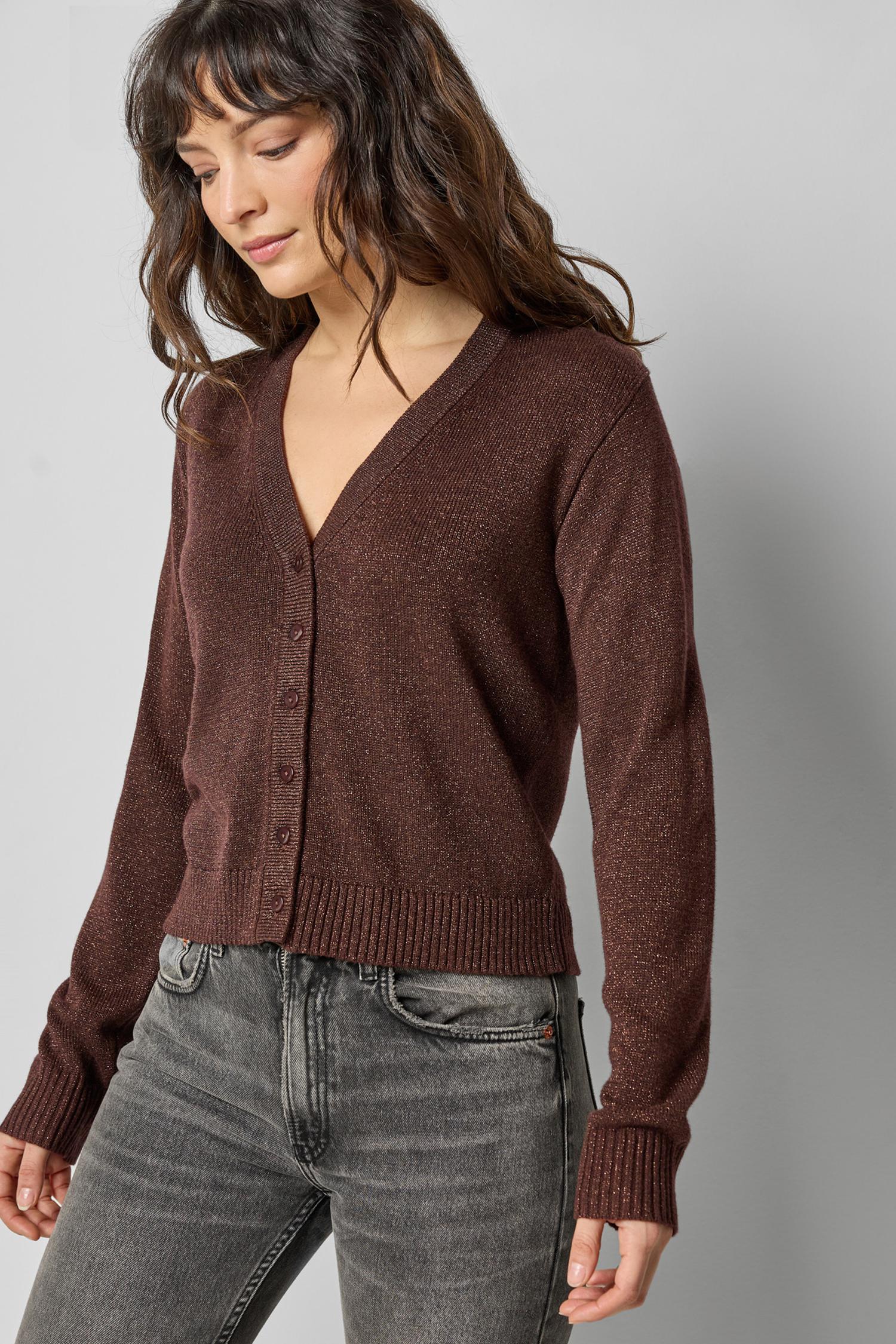 V-Neck Cardigan in color Java Sparkle Image A3