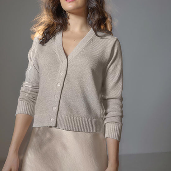 V-Neck Cardigan in color Mist Sparkle Image C0