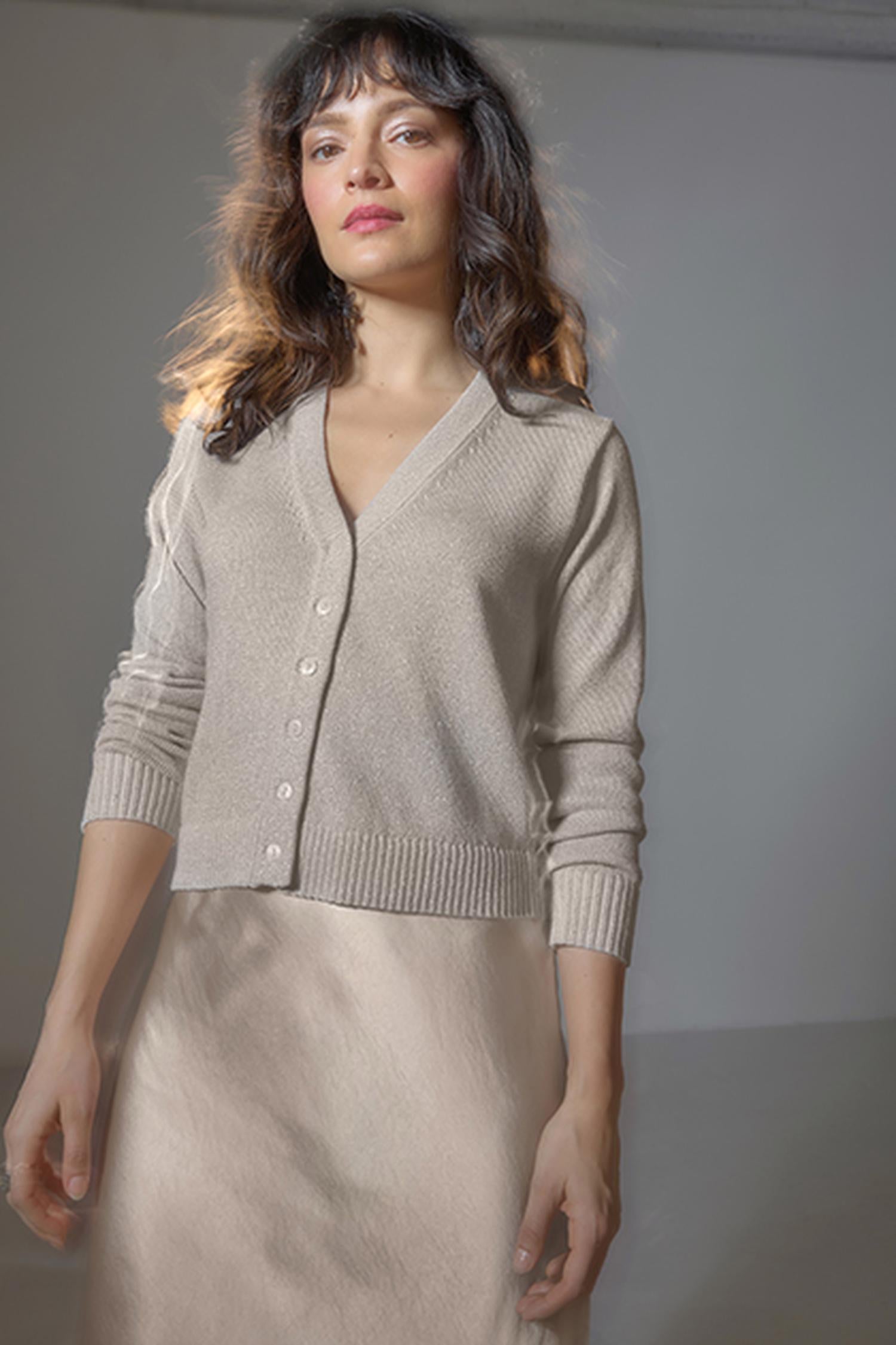 V-Neck Cardigan in color Mist Sparkle Image C0