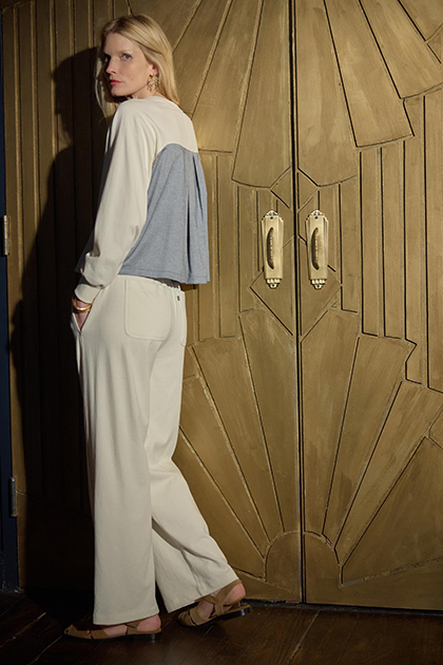 The Drawcord Wide Leg Pan in color Magnolia Image C0