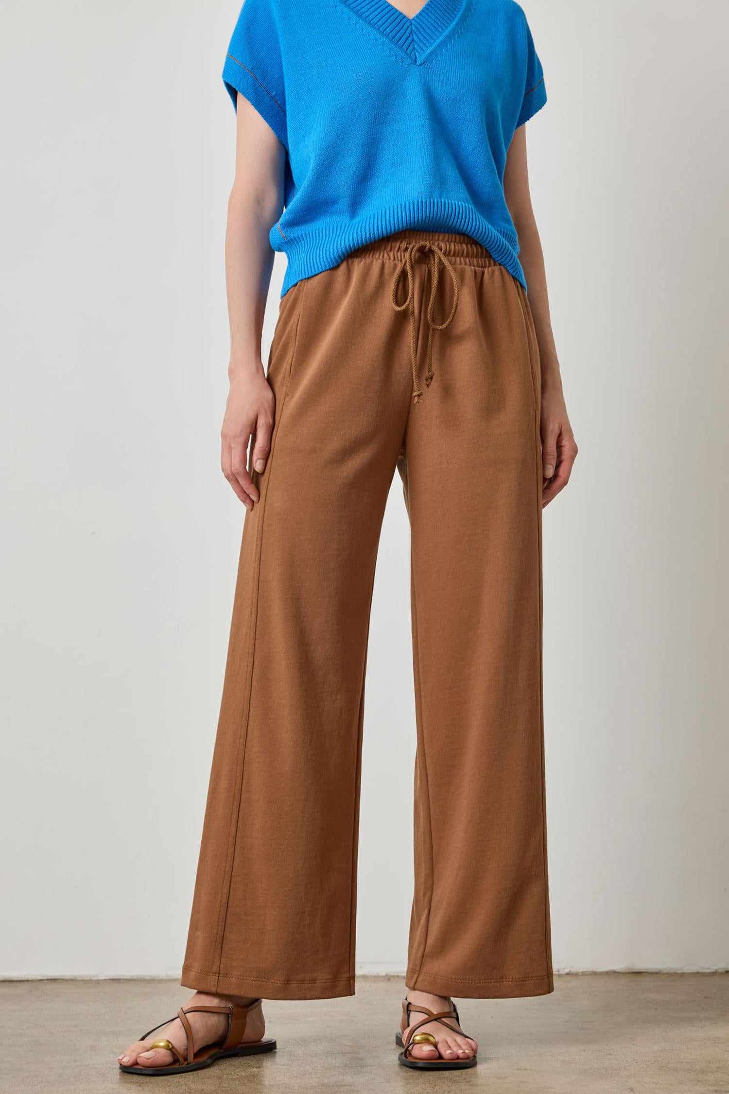 The Drawcord Wide Leg Pan in color Toffee Image A1