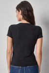 Short Sleeve Crewneck Womens Top Black A2