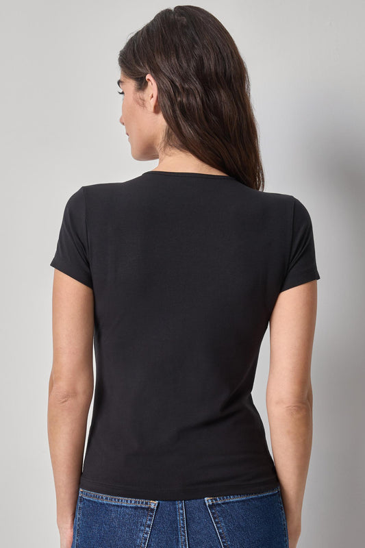 Short Sleeve Crewneck in color Black Image A2