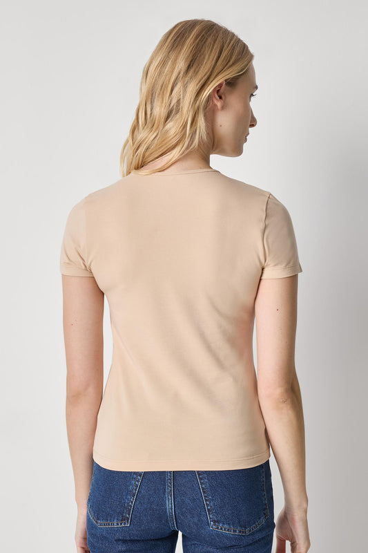 Short Sleeve Crewneck Womens Top Nude A2
