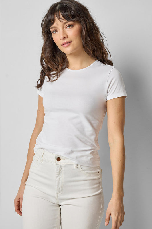 Short Sleeve Crewneck Womens Top White A1