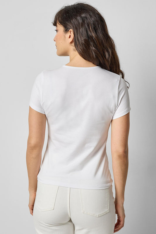 Short Sleeve Crewneck Womens Top White A2