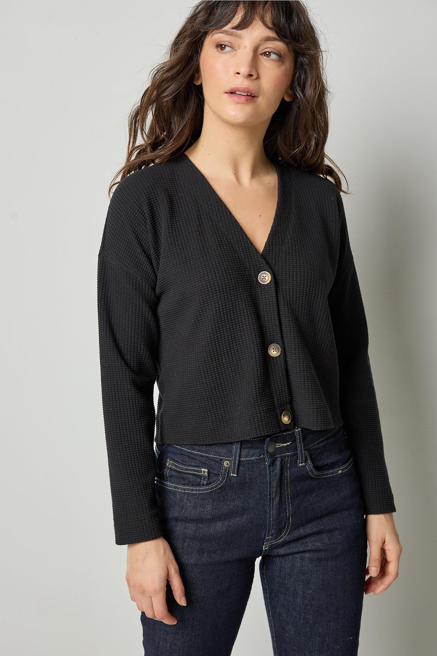 Sleeveless Cardi Womens Top Black A1