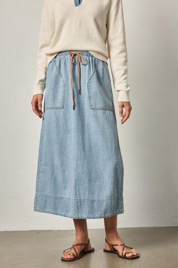Denim Drawcord Skirt Womens Skirt Blue Wash A0