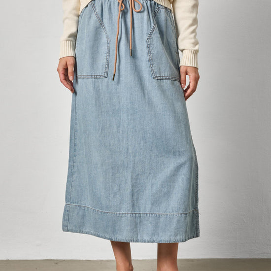 Denim Drawcord Skirt Womens Skirt Blue Wash A1