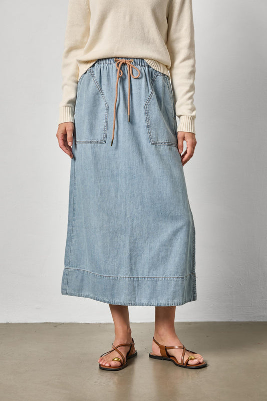 Denim Drawcord Skirt Womens Skirt Blue Wash A1
