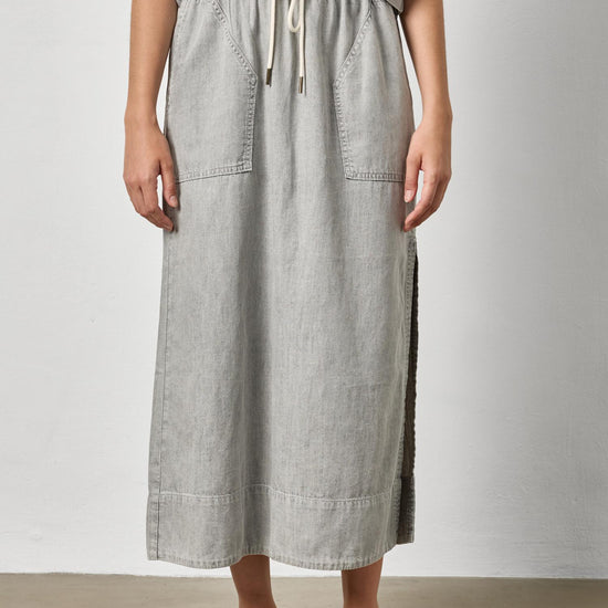 Denim Drawcord Skirt Womens Skirt Grey Wash A1