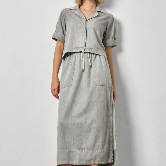 Denim Drawcord Skirt Womens Skirt Grey Wash A3