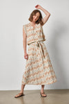 Ikat Shirred Shoulder Top Womens Top Carob Ikat A3