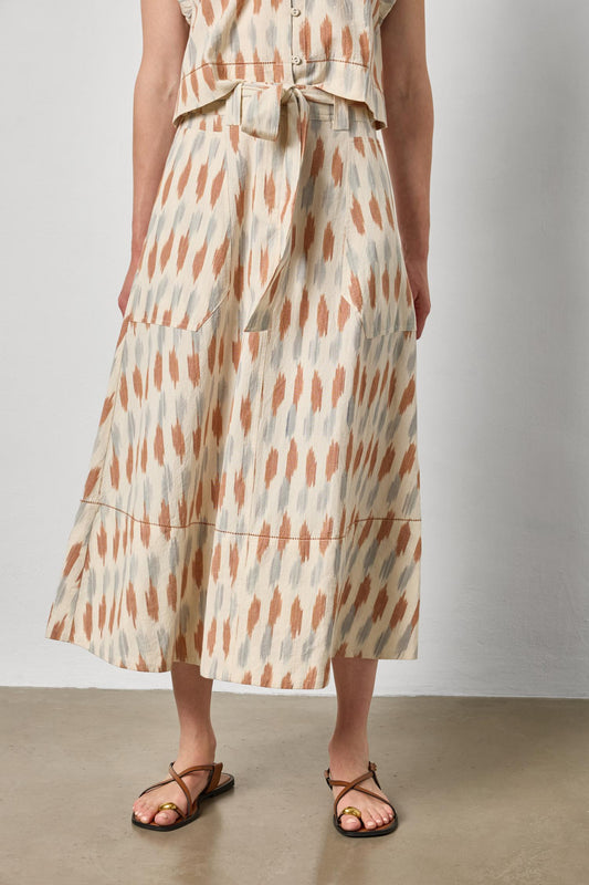 Ikat Long Skirt Womens Skirt Carob Ikat A1