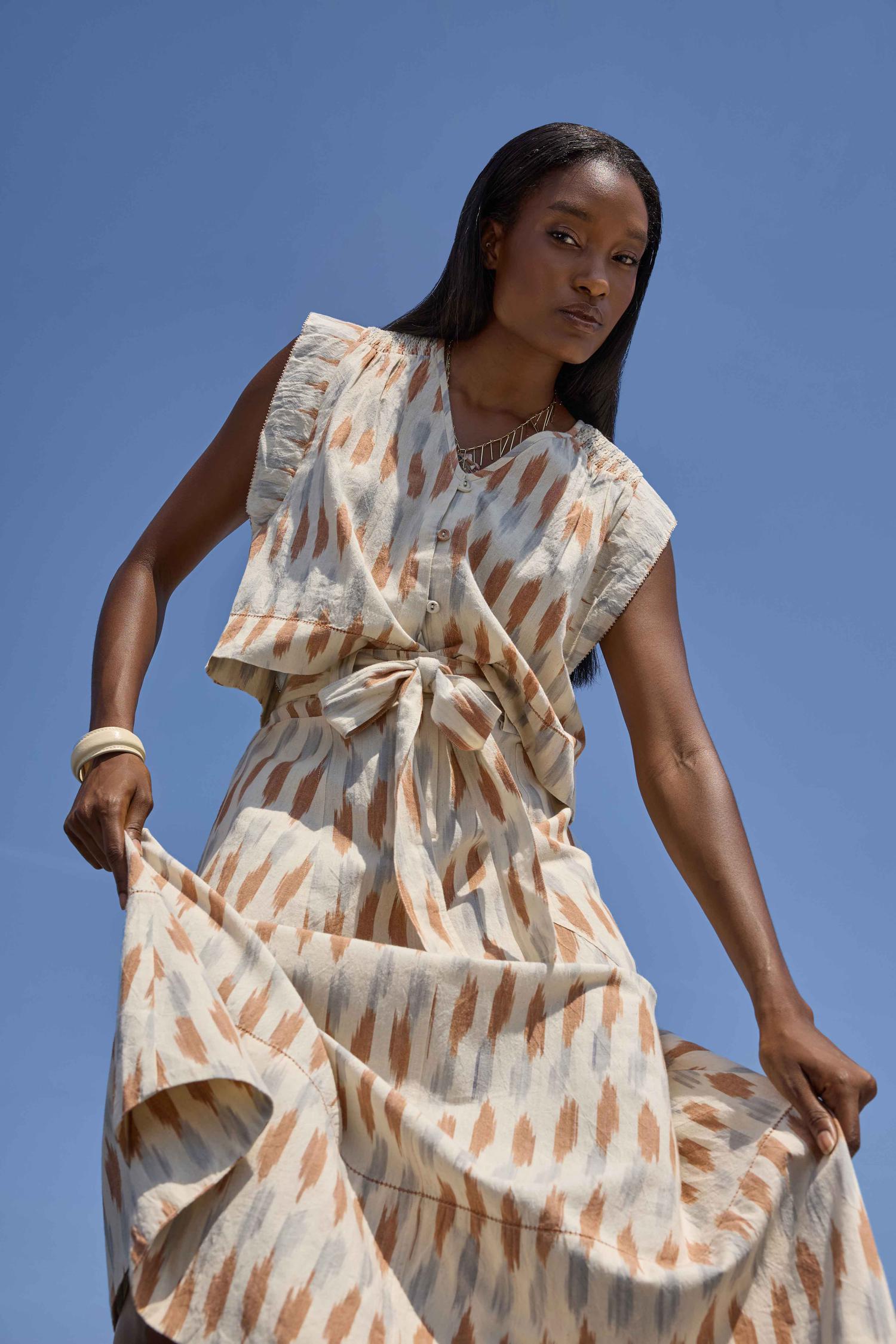 Ikat Long Skirt Womens Skirt Carob Ikat C2