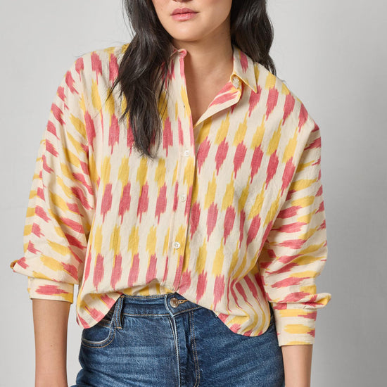 Ikat Dolman Button Down Womens Top Taffy Ikat A1