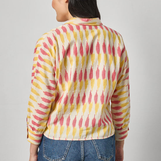 Ikat Dolman Button Down Womens Top Taffy Ikat A2
