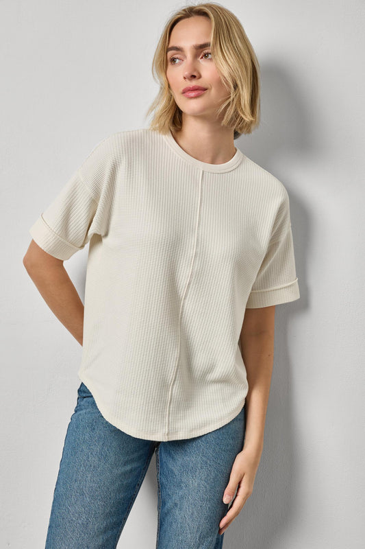 Drop Shoulder Sweatshirt Womens Top Ecru A1