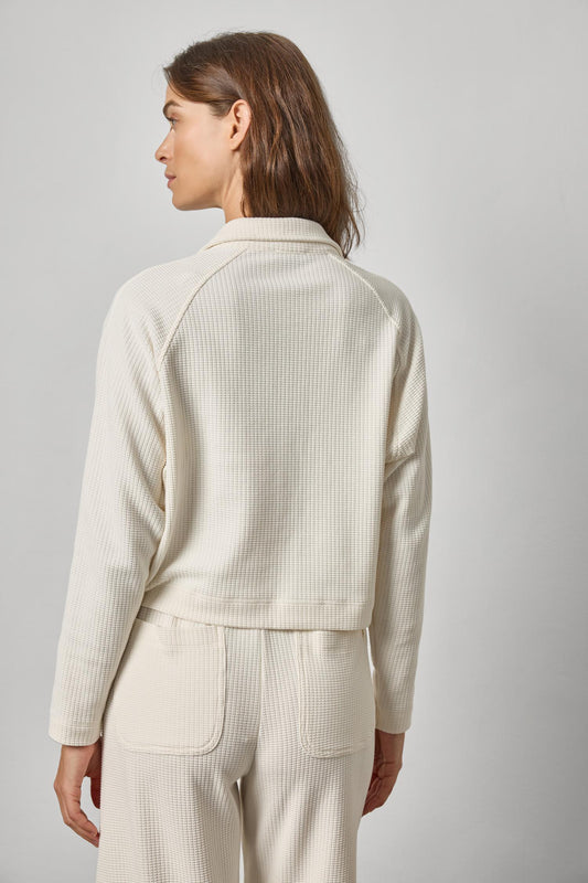 Easy Raglan Button Down Womens Top Ecru A2