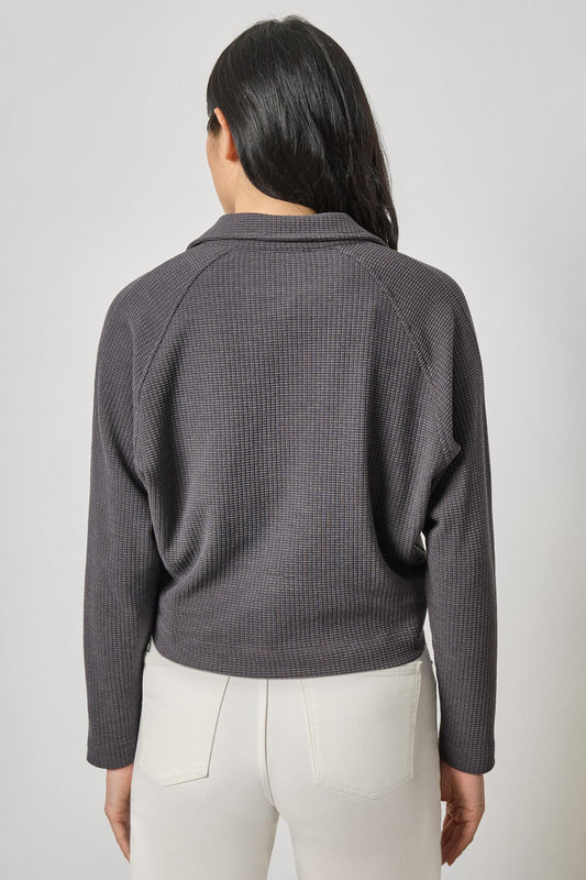 Easy Raglan Button Down Womens Top Granite A2