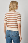 Elbow Sleeve Button Cardigan Womens Sweater Fawn Stripe A2